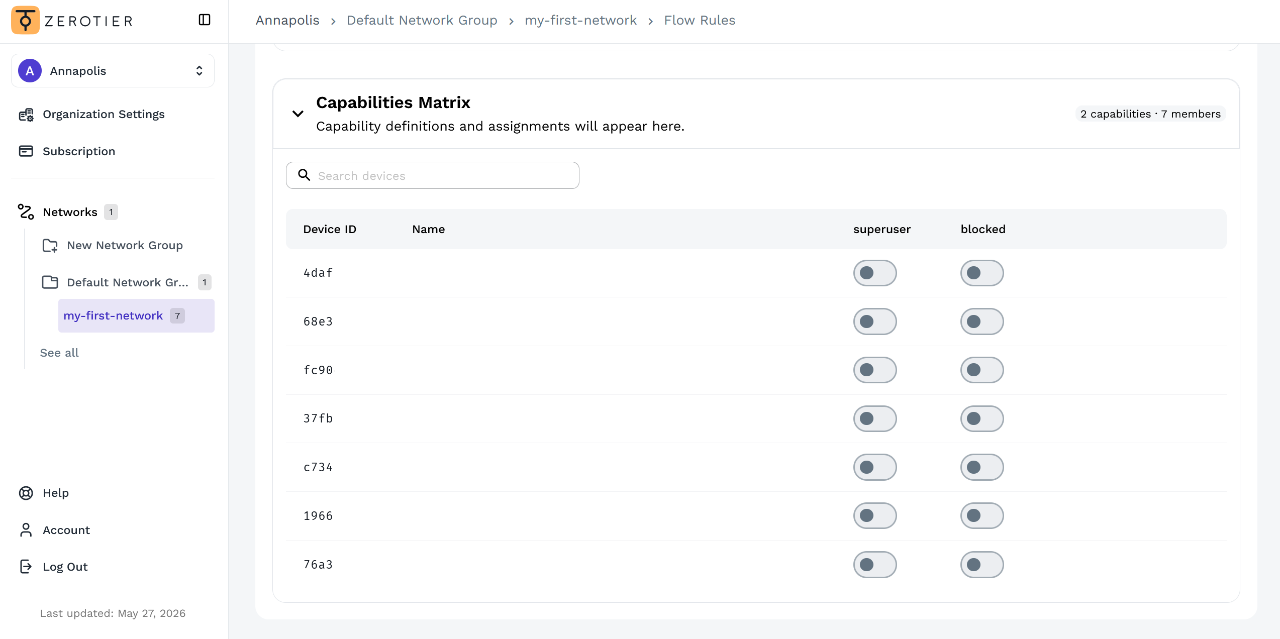 Capabilities Matrix