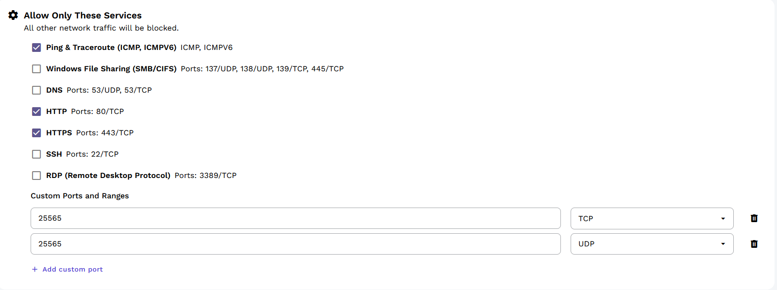 Flow Rules - Custom Port