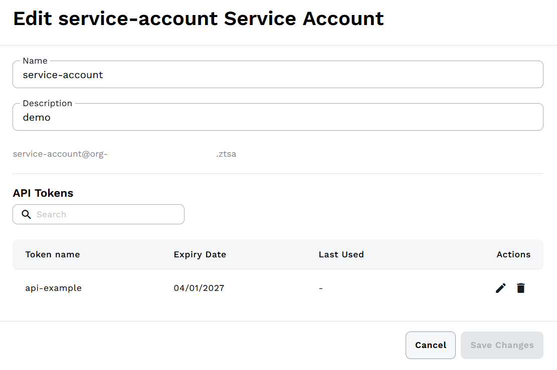 Service Account Actions