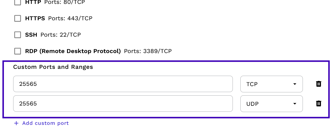 Custom Port Configuration