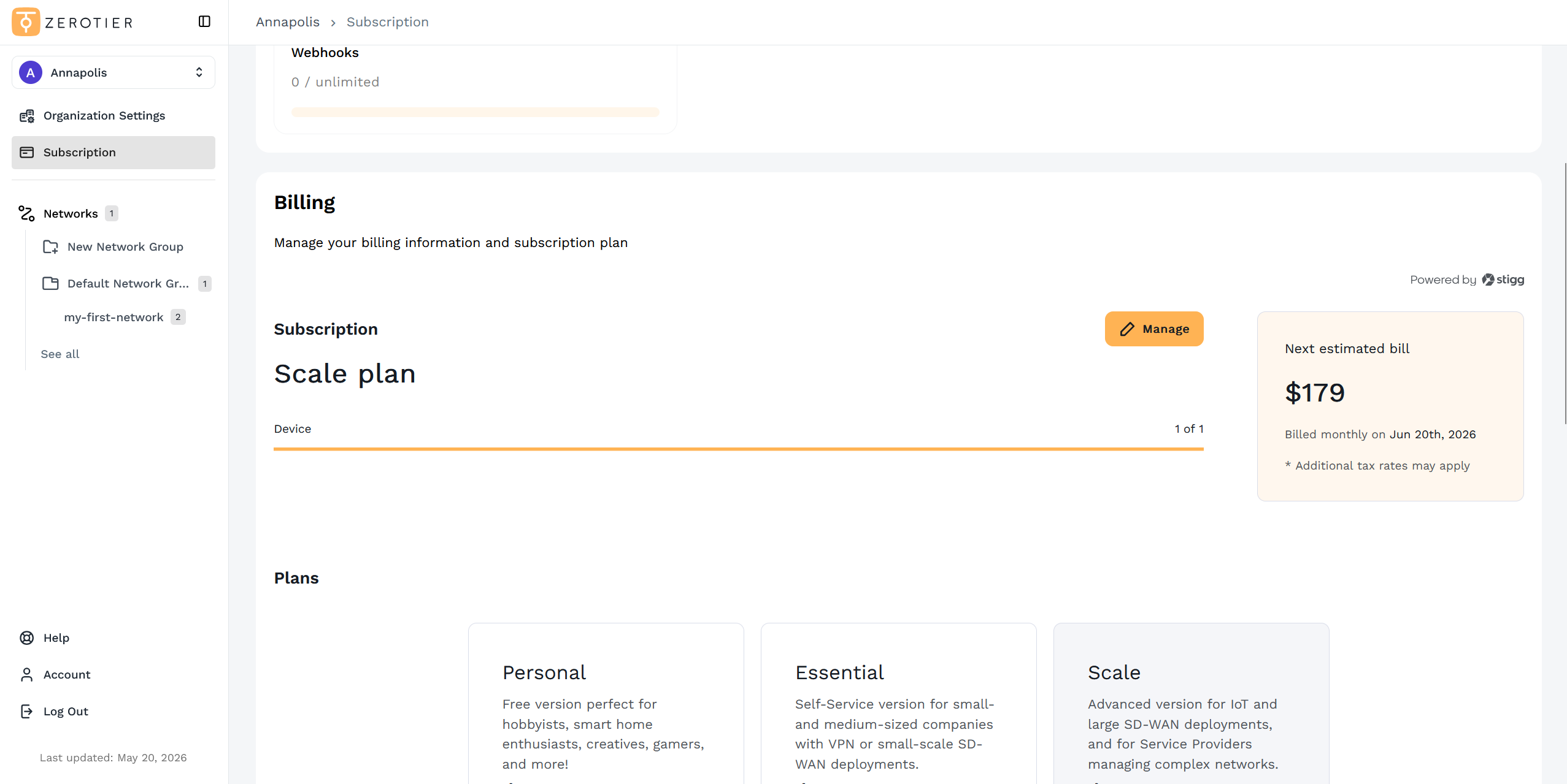 New Central Subscription Page