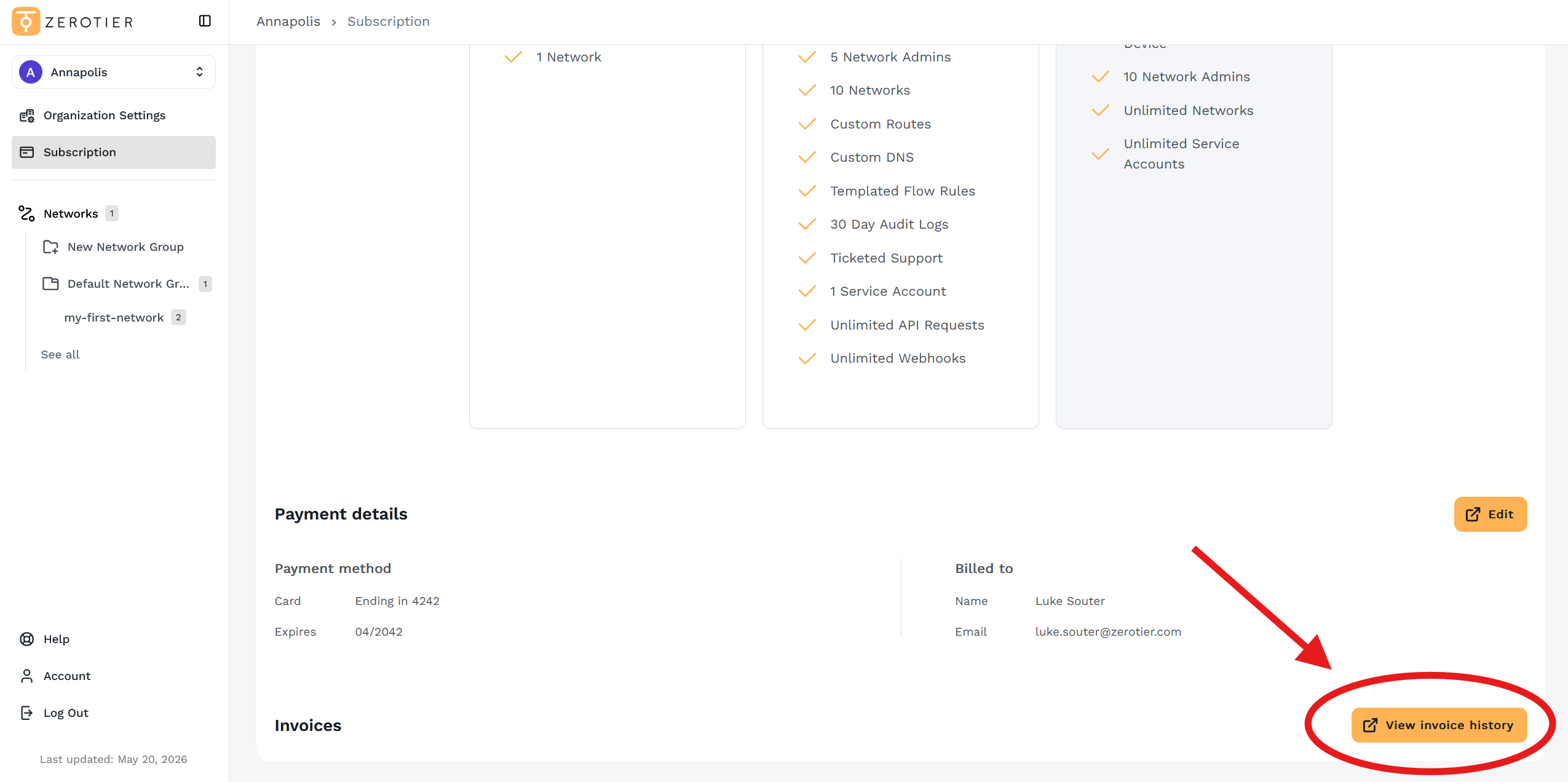 View Invoice History