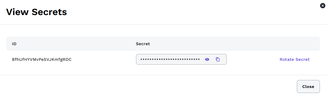 View Secrets Dialog