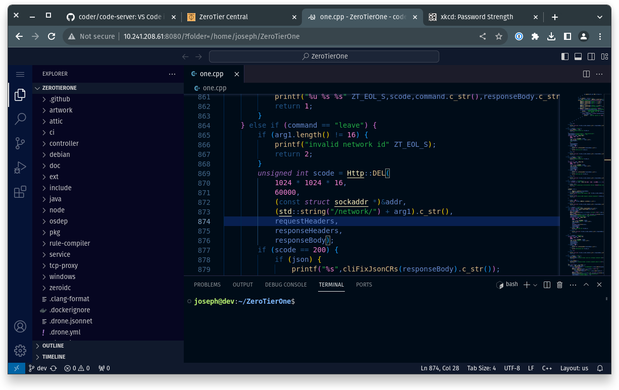 VS Code in the browser